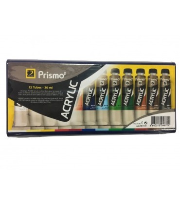 Caja 12 tubos pintura acrílica Prismo² | Estuches 