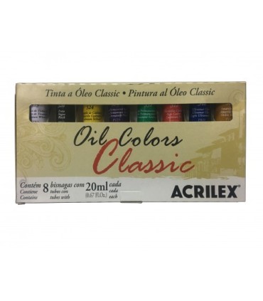 Caja oleo 8 tubos Colors Classic Acrilex 20 ml | Estuches 