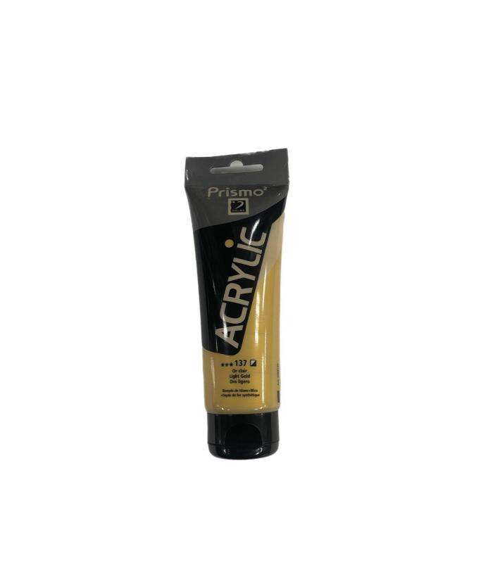 Acrílico Prismo Oro Ligero Nº 137, 120 ml. Pintura metalizada de alta pigmentación para artistas y restauración.