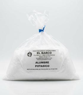 Bolsa de 1 kg de Alumbre Potásico Cristalizado de alta pureza para clarificación de aguas y procesos industriales.