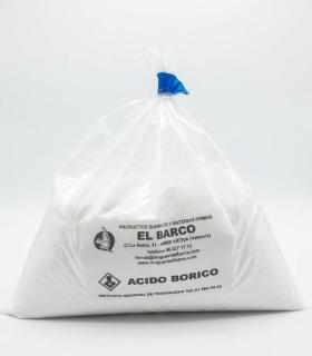 Ácido bórico granular 99,5% de pureza en envase de 1 kg para uso profesional e industrial.