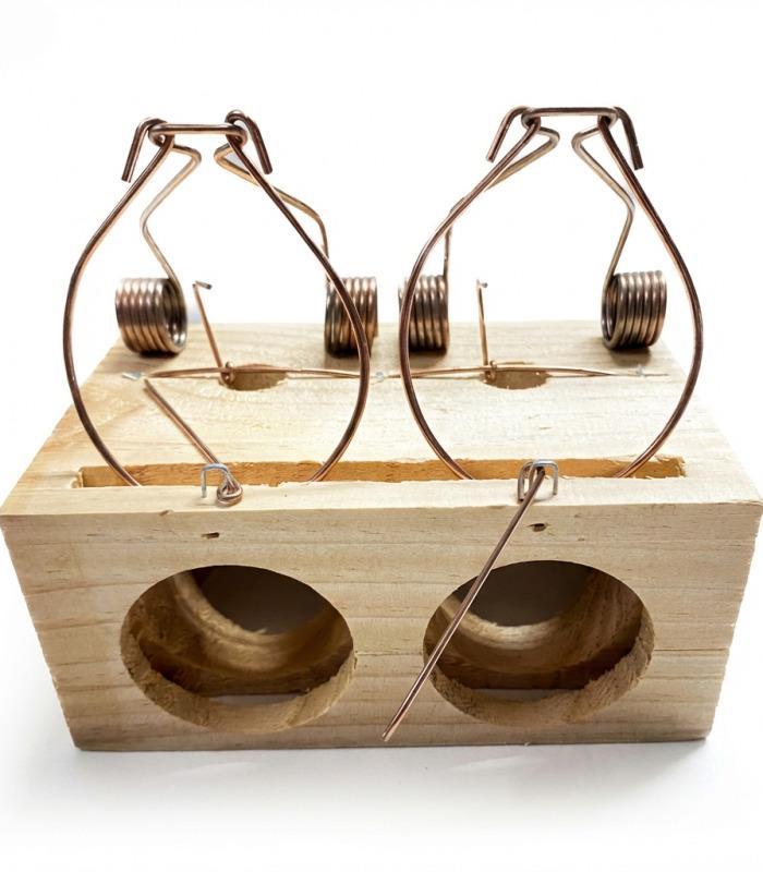Ratonera de Madera de 2 Agujeros Grande para Ratas y Ratones