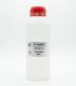 Botella cilíndrica de plástico blanco translúcido con tapa roja, contiene Tolueno 99% de 1 Litro.