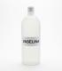 Botella cilíndrica translúcida de 1 litro con tapa blanca, conteniendo vaselina líquida transparente.