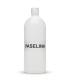 Botella plástica blanca translúcida de 1 litro con tapa blanca, conteniendo vaselina líquida medicinal.