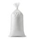 Bolsa plástica transparente atada con un kilogramo de polvo blanco fino, Carbonato de Calcio Técnico.