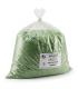 Saco transparente de 5 kg con sulfato ferroso granulado de color verde claro, sellado en la parte superior.