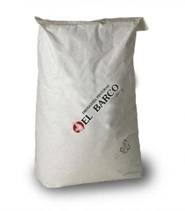 Saco blanco de 25 kg de Cloruro de Calcio técnico al 77%, con logotipo impreso.