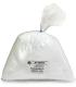 Bolsa de plástico transparente con 5 kg de bicarbonato sódico en polvo blanco, cerrada en la parte superior con un nudo.
