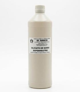 Envase cilíndrico de plástico beige con tapón a rosca, que contiene 1,4 kg de silicato de sodio superneutro con etiqueta blanca.