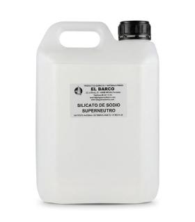 Envase plástico blanco de 7 kg con asa superior y tapa negra, que contiene silicato de sodio superneutro con etiqueta.