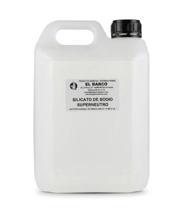 Envase plástico blanco de 7 kg con asa superior y tapa negra, que contiene silicato de sodio superneutro con etiqueta.